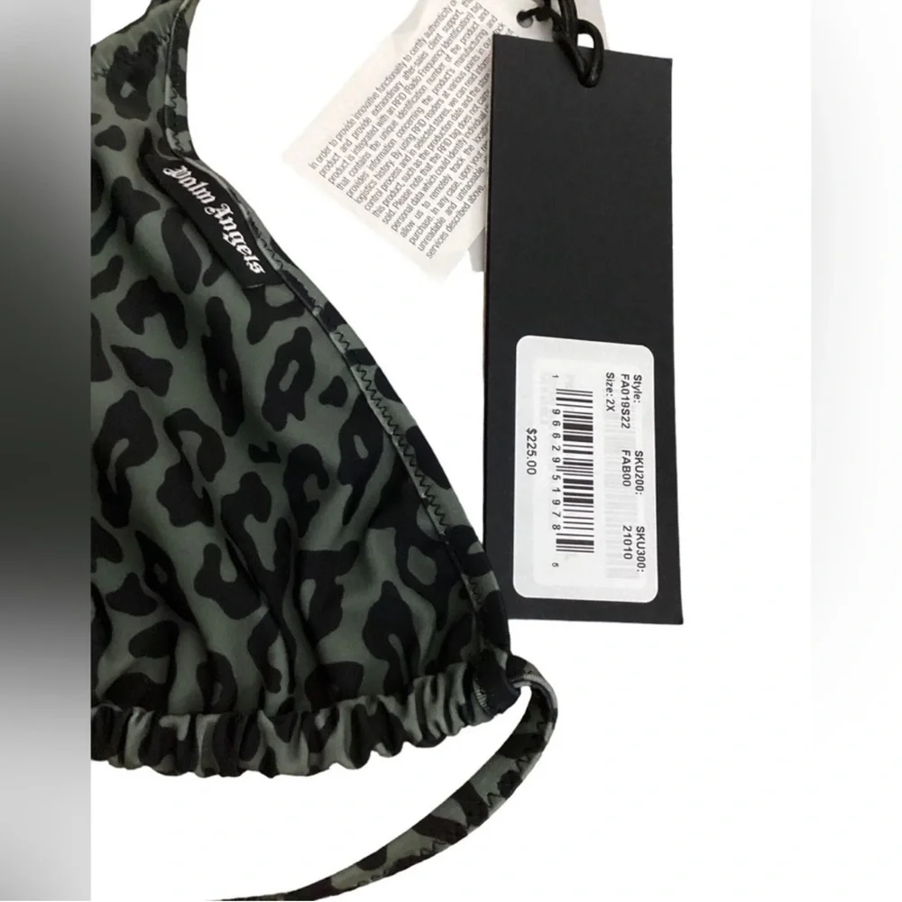 NWT Palm Angels Animal Print Brazilian Bikini Set in  Green & Black Size XXL